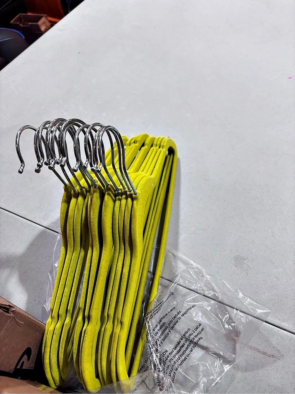 Yellow Velvet Hangers Set NWT